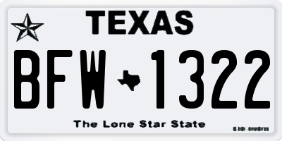 TX license plate BFW1322