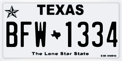 TX license plate BFW1334