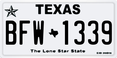 TX license plate BFW1339