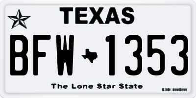 TX license plate BFW1353