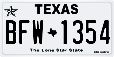 TX license plate BFW1354