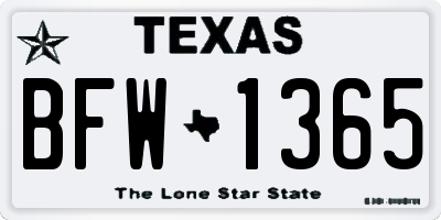TX license plate BFW1365