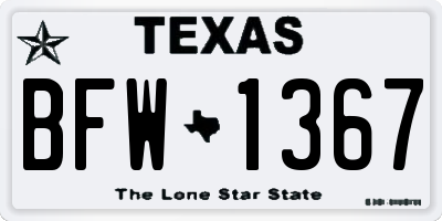 TX license plate BFW1367