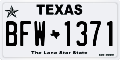 TX license plate BFW1371