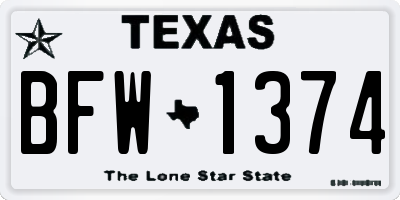 TX license plate BFW1374