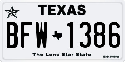 TX license plate BFW1386