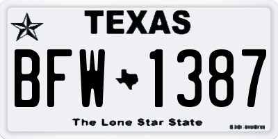 TX license plate BFW1387