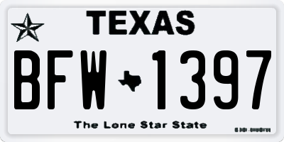 TX license plate BFW1397