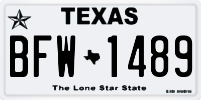 TX license plate BFW1489