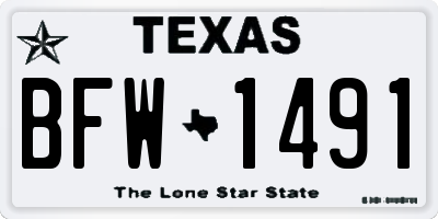 TX license plate BFW1491