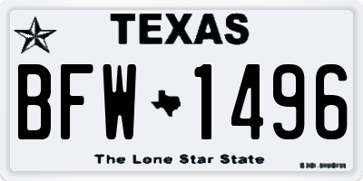 TX license plate BFW1496