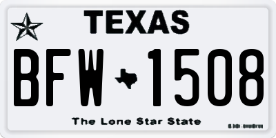 TX license plate BFW1508