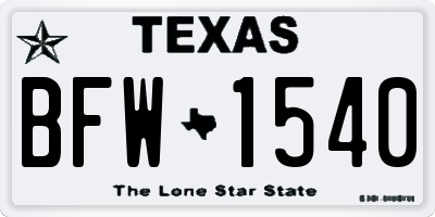 TX license plate BFW1540