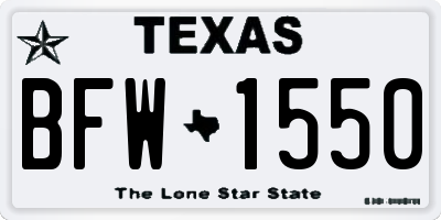 TX license plate BFW1550