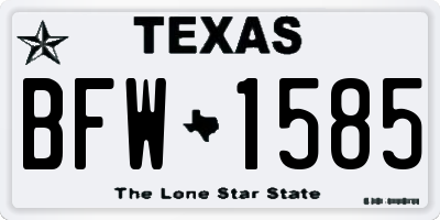 TX license plate BFW1585