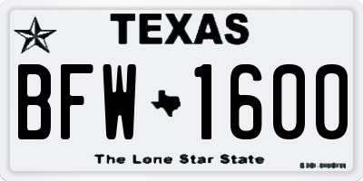 TX license plate BFW1600