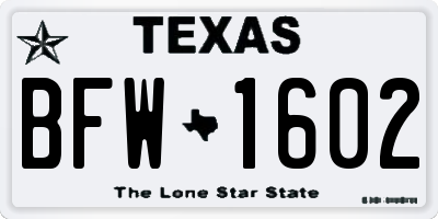 TX license plate BFW1602