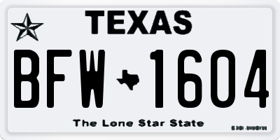 TX license plate BFW1604