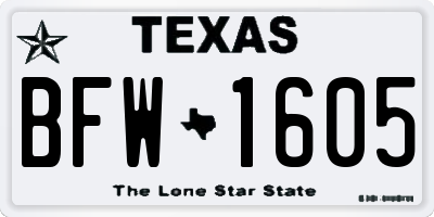 TX license plate BFW1605