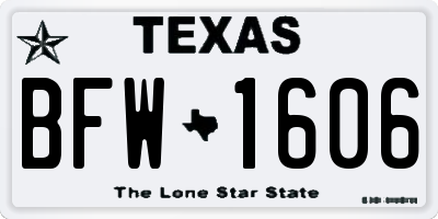 TX license plate BFW1606