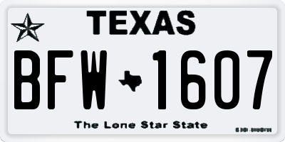 TX license plate BFW1607