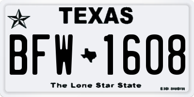 TX license plate BFW1608