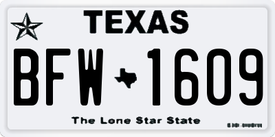 TX license plate BFW1609