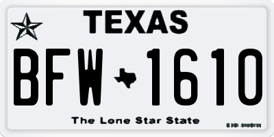 TX license plate BFW1610
