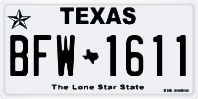 TX license plate BFW1611