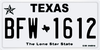 TX license plate BFW1612