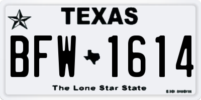 TX license plate BFW1614