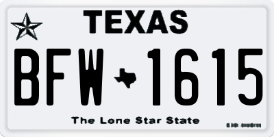 TX license plate BFW1615