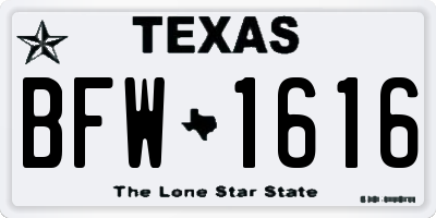 TX license plate BFW1616