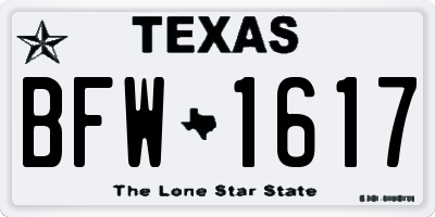 TX license plate BFW1617