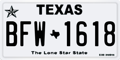 TX license plate BFW1618