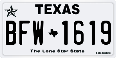 TX license plate BFW1619