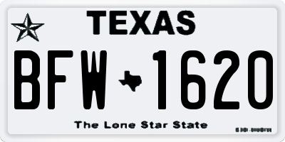 TX license plate BFW1620