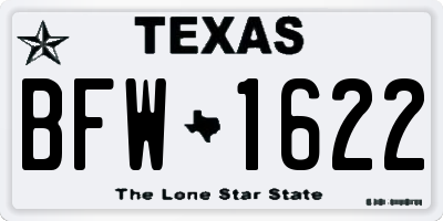 TX license plate BFW1622