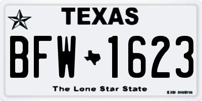 TX license plate BFW1623