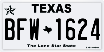 TX license plate BFW1624