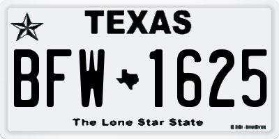 TX license plate BFW1625