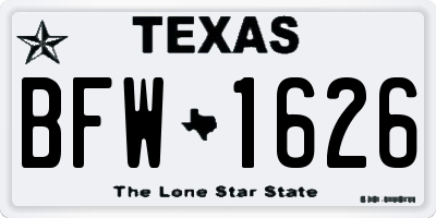 TX license plate BFW1626