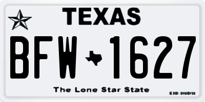 TX license plate BFW1627
