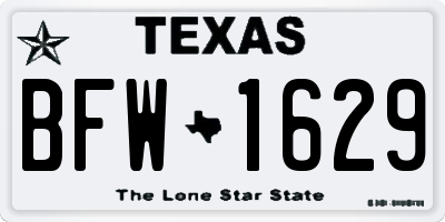 TX license plate BFW1629