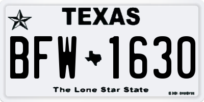 TX license plate BFW1630