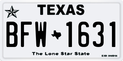 TX license plate BFW1631