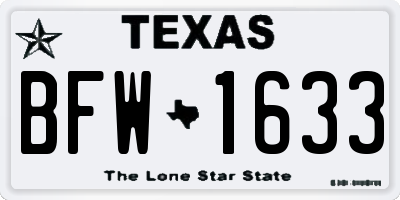 TX license plate BFW1633