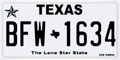 TX license plate BFW1634