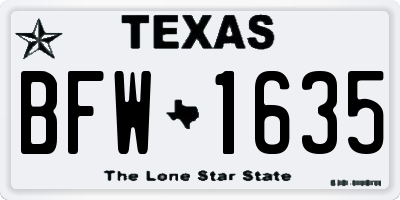 TX license plate BFW1635