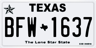 TX license plate BFW1637